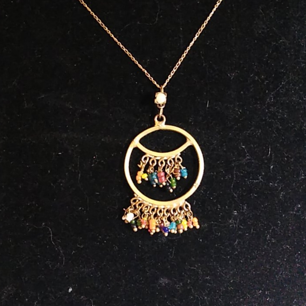 Vintage fringe colorful beaded necklace
